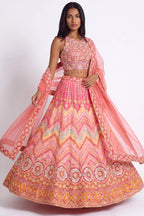 Coral Ombré Lehenga Set - Dorie Atelier