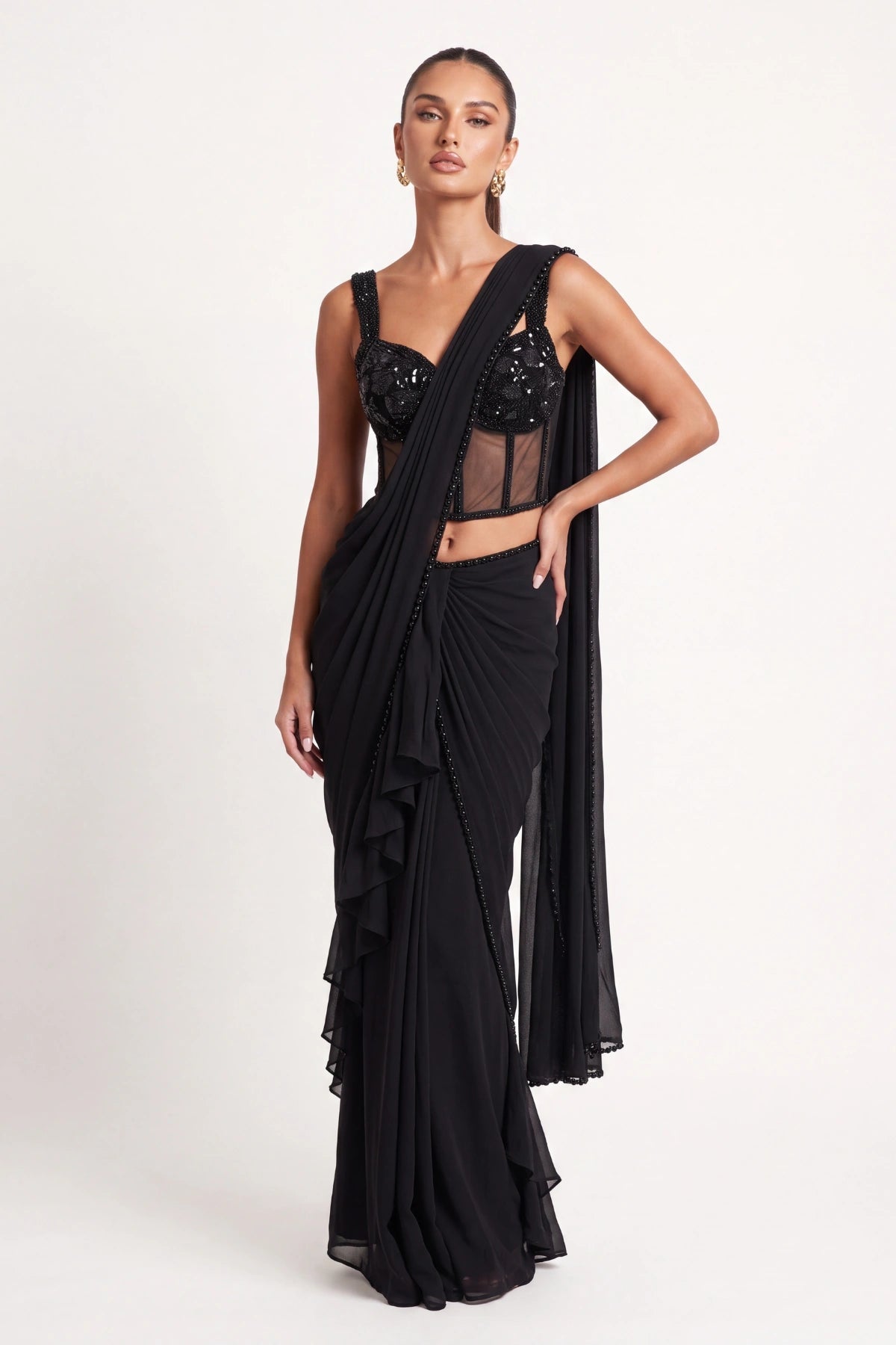 Corbeau Saree - Dorie Atelier
