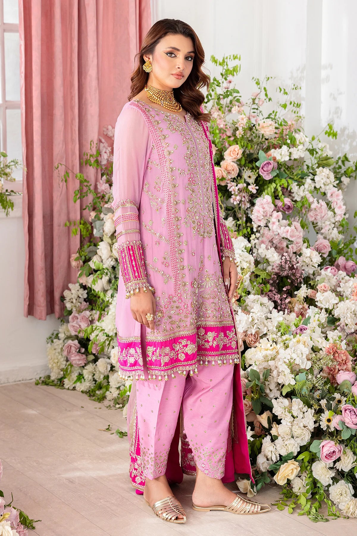 Blush Pink Embroidered Suit - Dorie