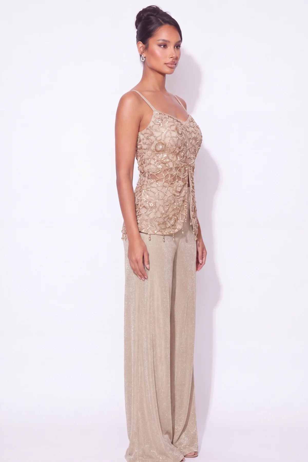 Dorure Gold Beaded Co-ord Set - Dorie Atelier