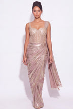 Dragée Pre-Draped Corset Saree - Dorie Atelier