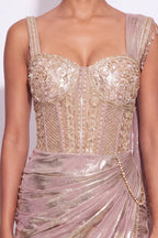 Dragée Pre-Draped Corset Saree - Dorie Atelier