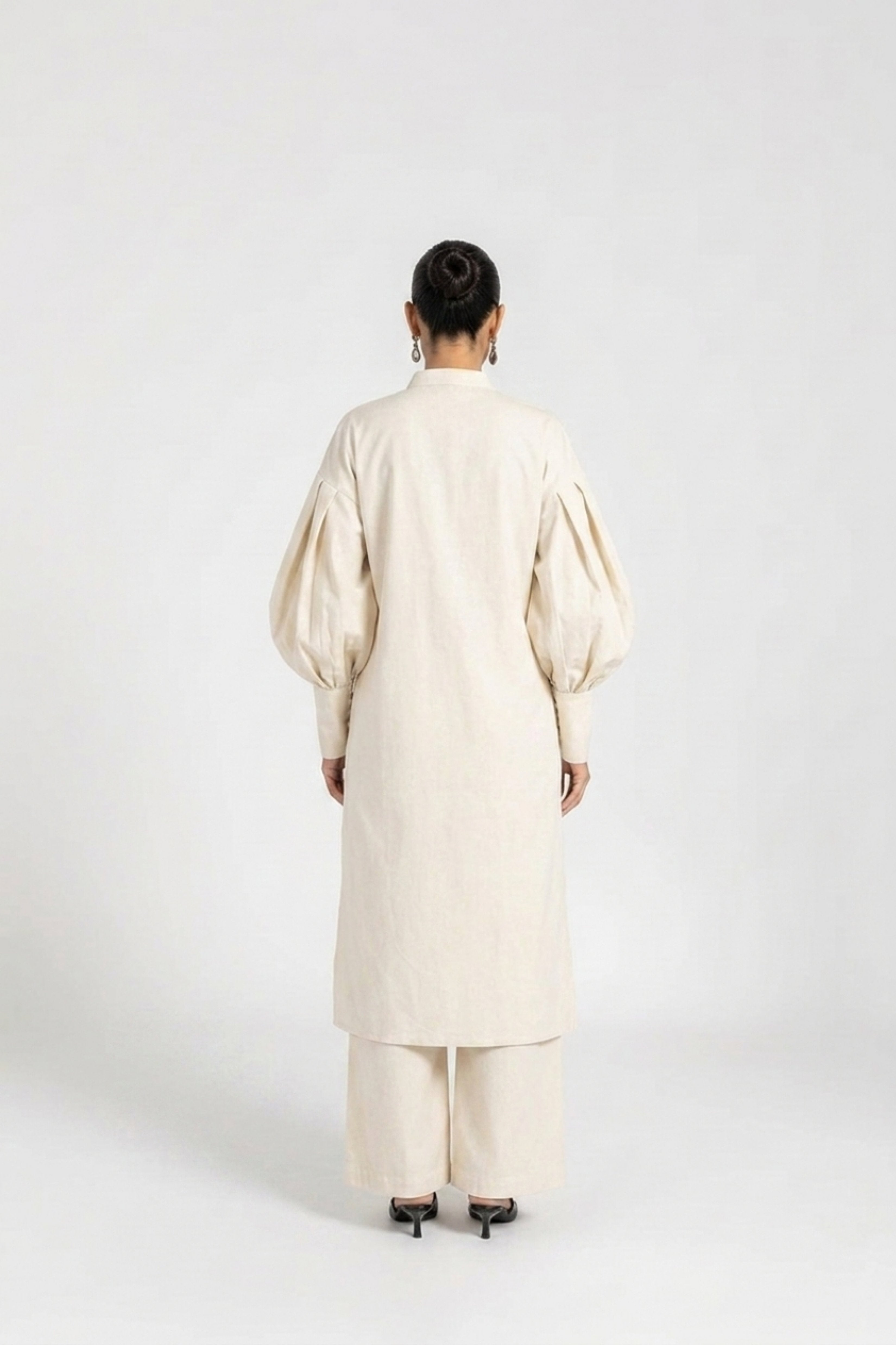 Ecru Cotton Kurta Palazzo Set - Dorie Atelier