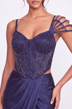 Encre Pre-Draped Corset Saree - Dorie Atelier