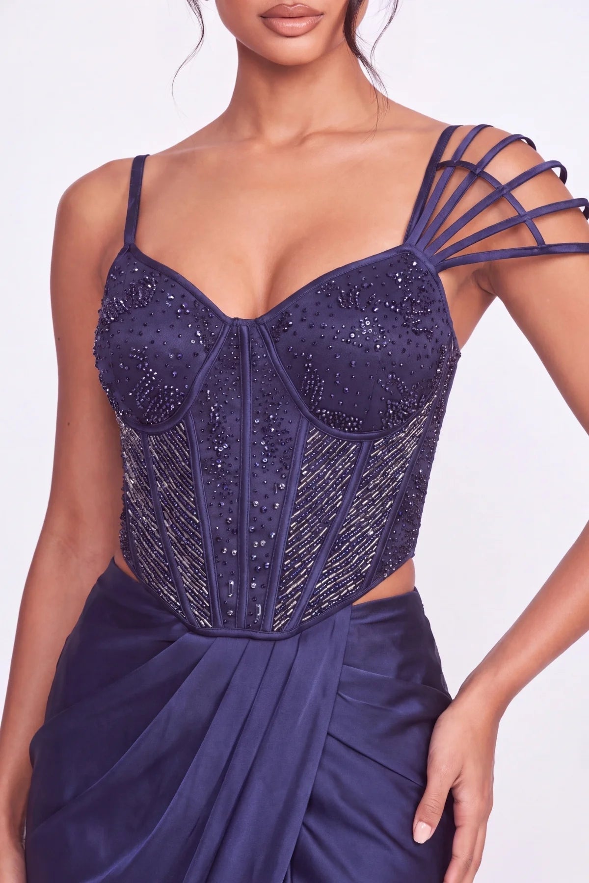 Encre Pre-Draped Corset Saree - Dorie Atelier
