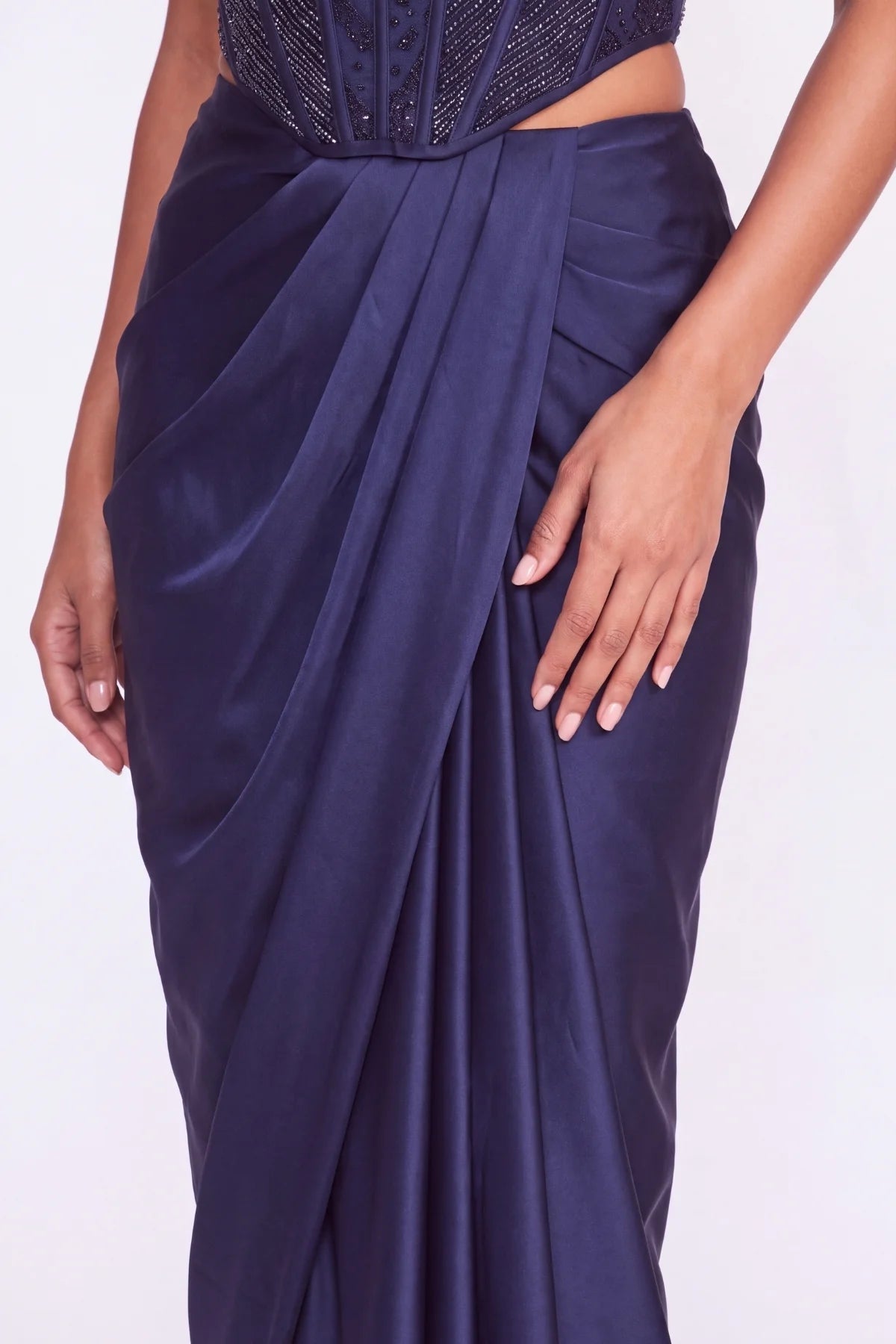 Encre Pre-Draped Corset Saree - Dorie Atelier
