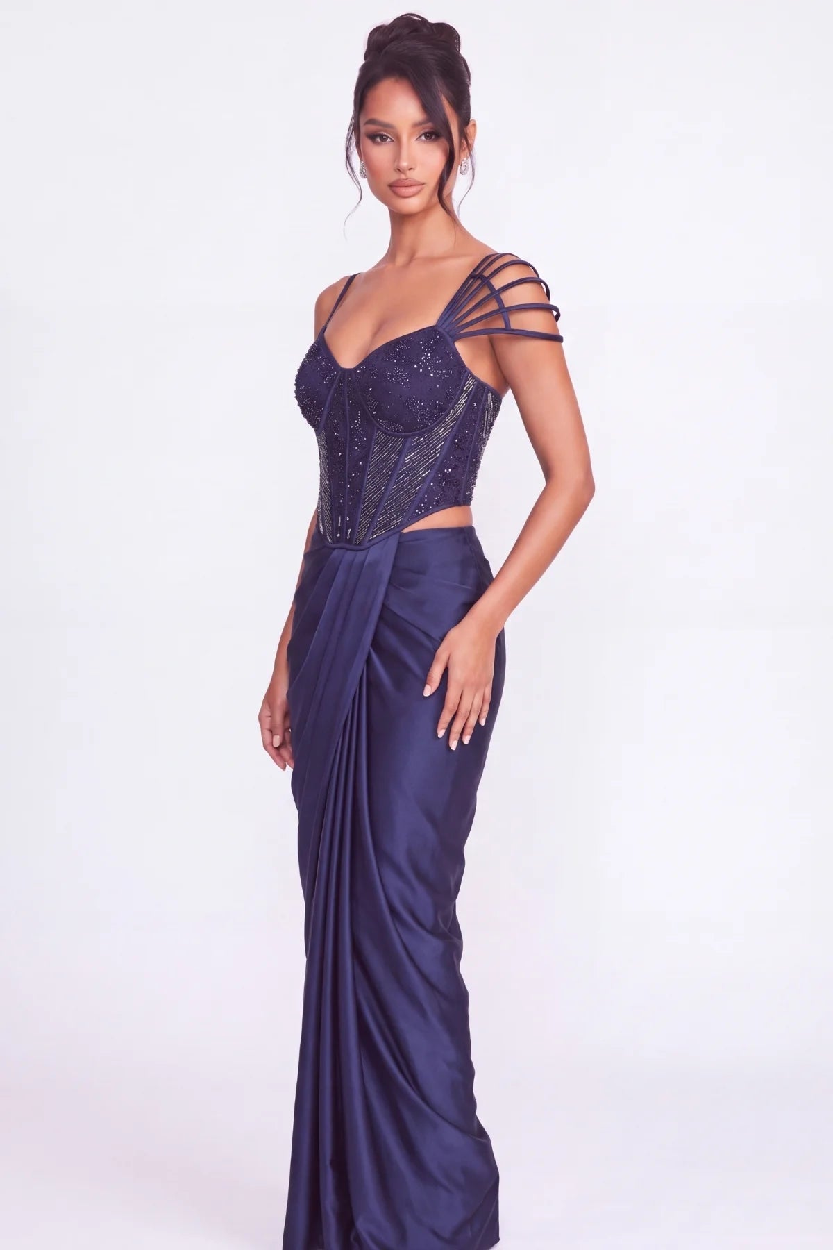 Encre Pre-Draped Corset Saree - Dorie Atelier