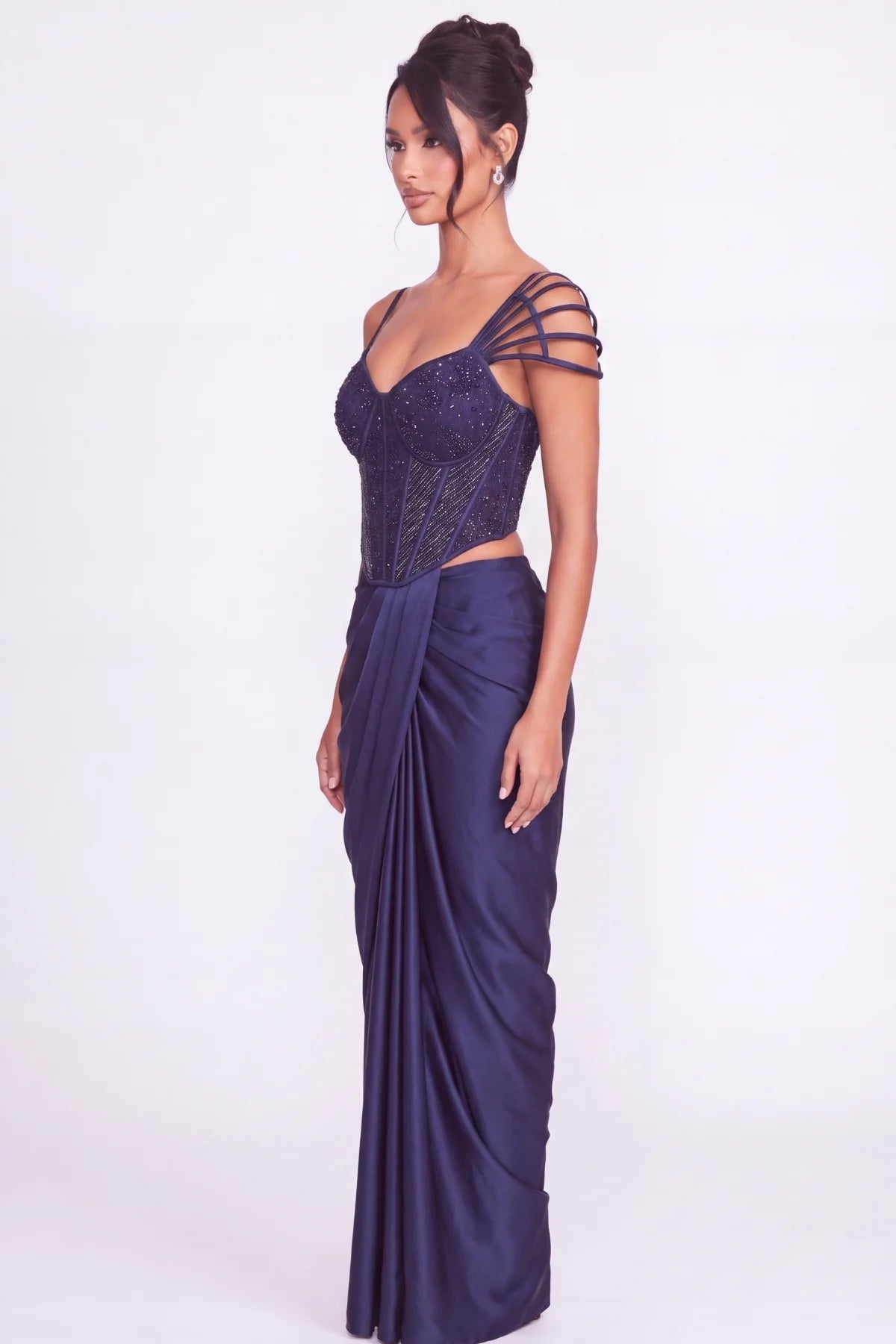 Encre Pre-Draped Corset Saree - Dorie Atelier