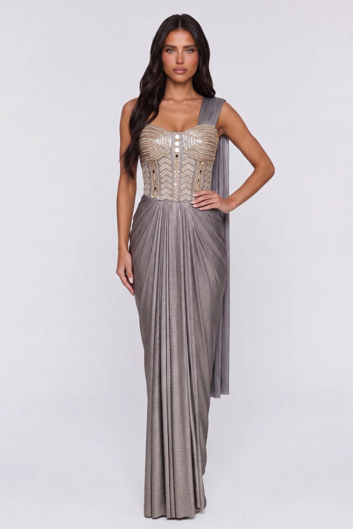 Étain Saree Gown - Dorie Atelier