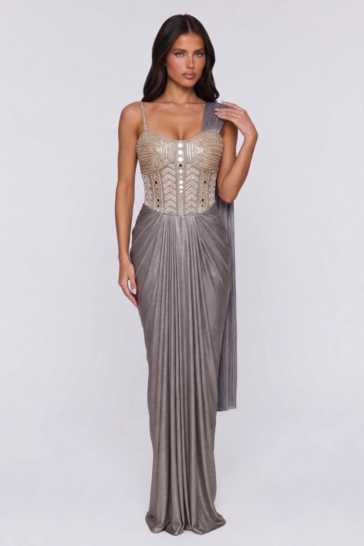 Étain Saree Gown - Dorie Atelier