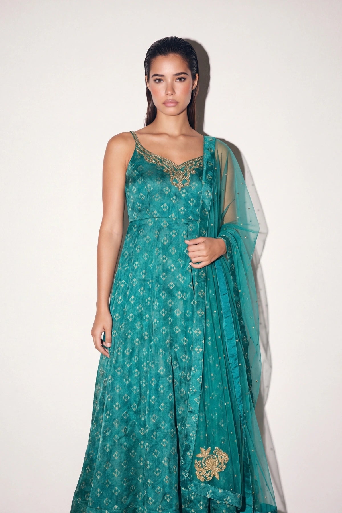 Forest Green Anarkali Suit - Dorie Atelier