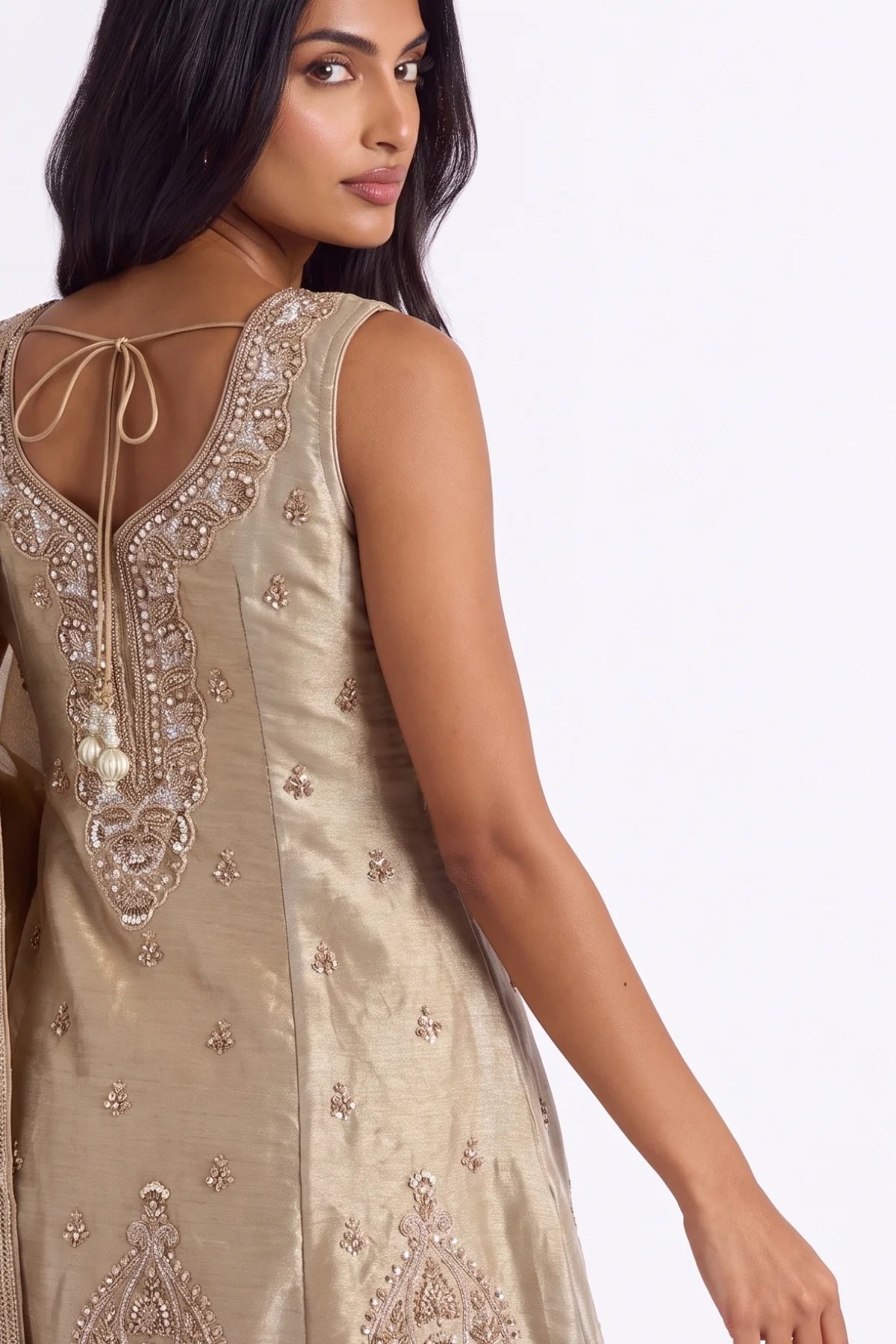 Gold Embellished Short Anarkali - Dorie Atelier