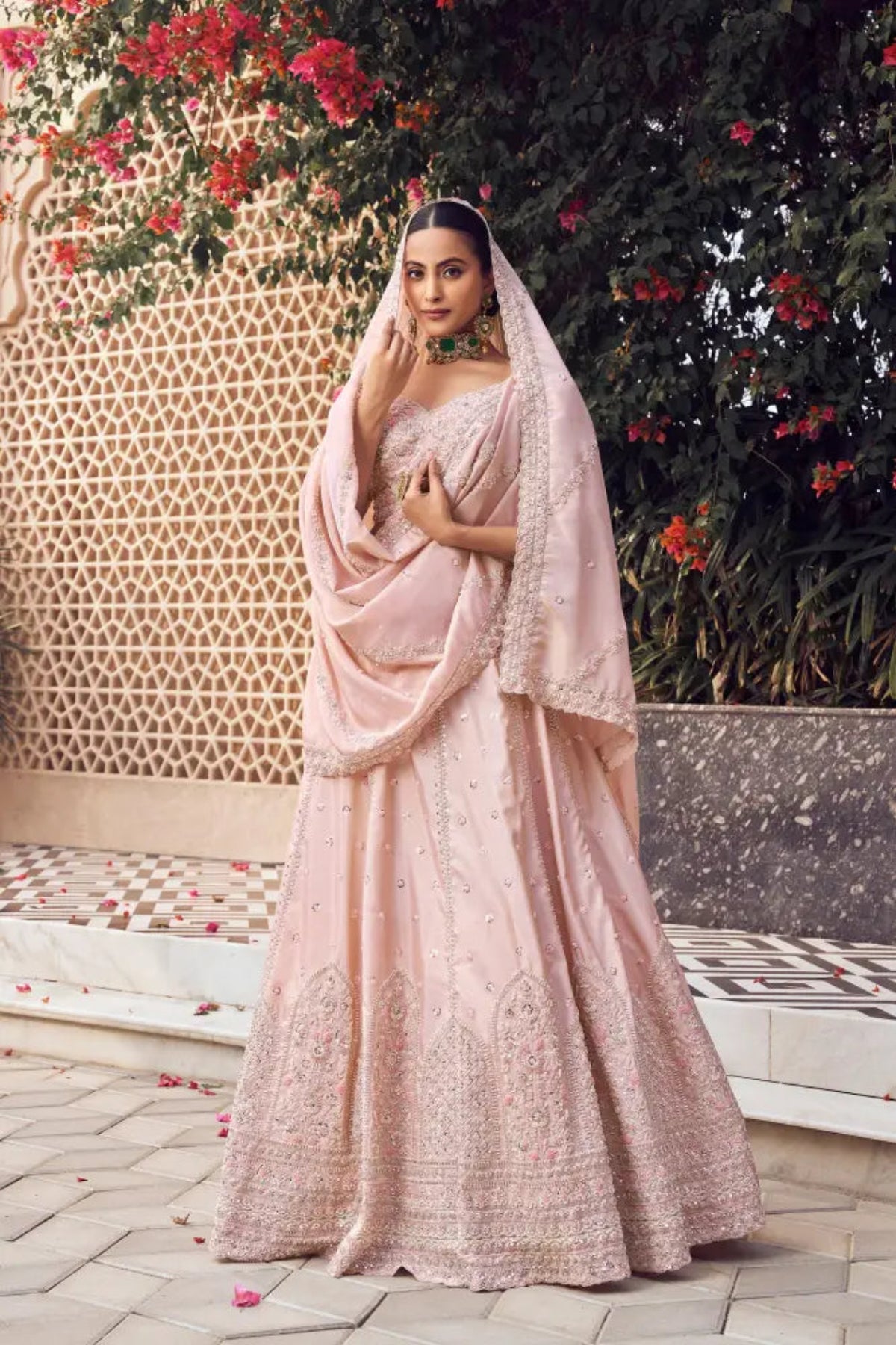 Blush Pink Silk Lehenga