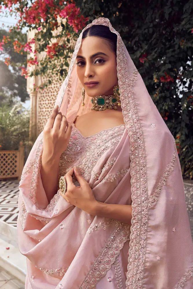 Blush Pink Silk Lehenga