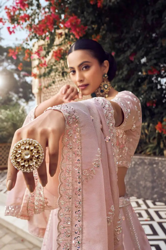 Blush Pink Silk Lehenga