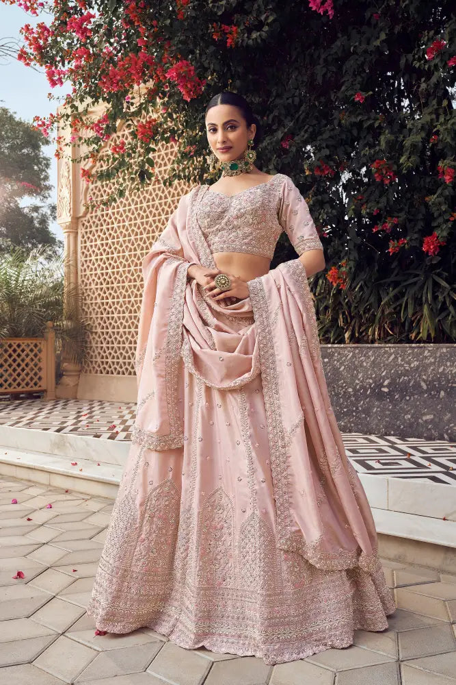 Blush Pink Silk Lehenga