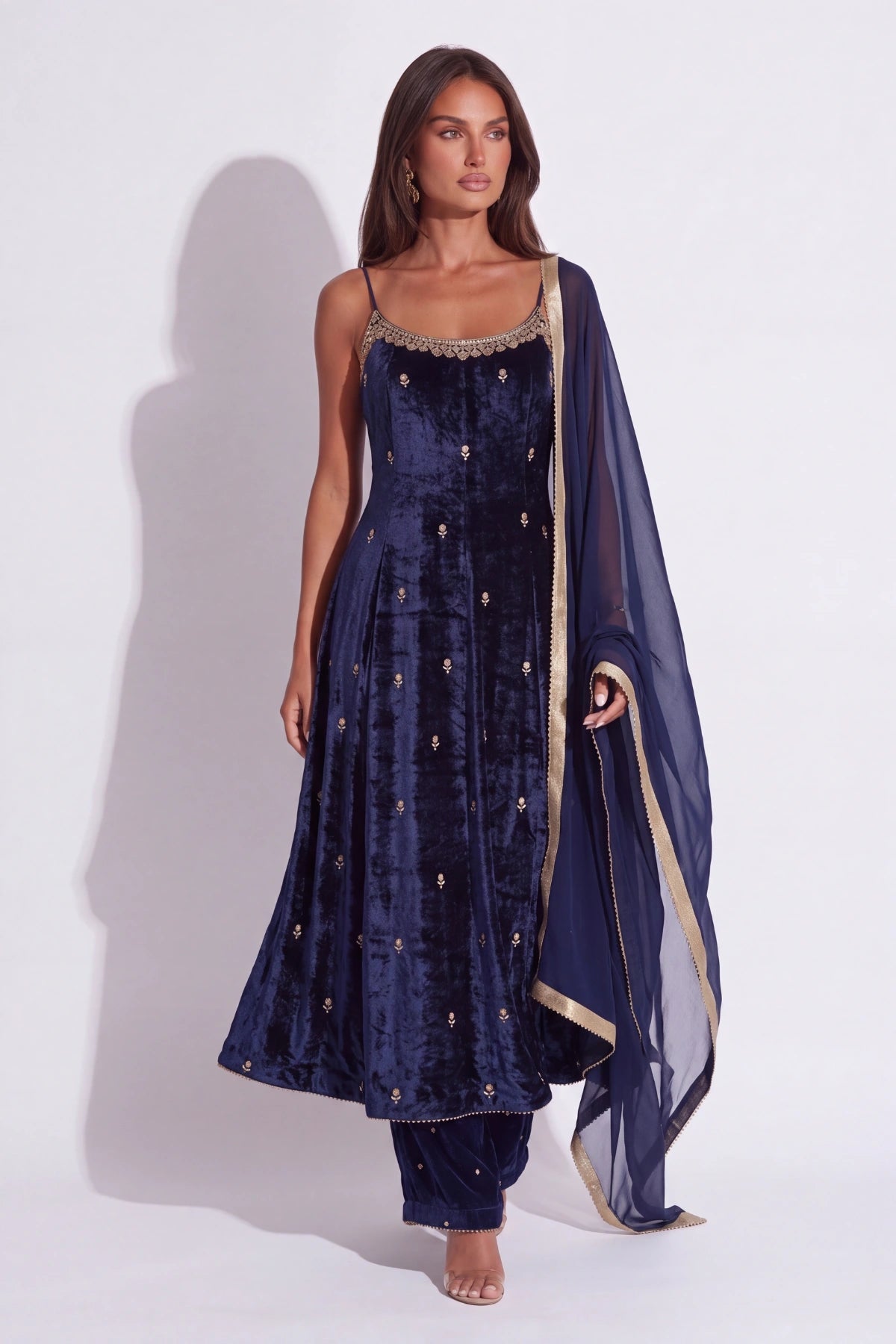 Indigo Anarkali Set - Dorie Atelier