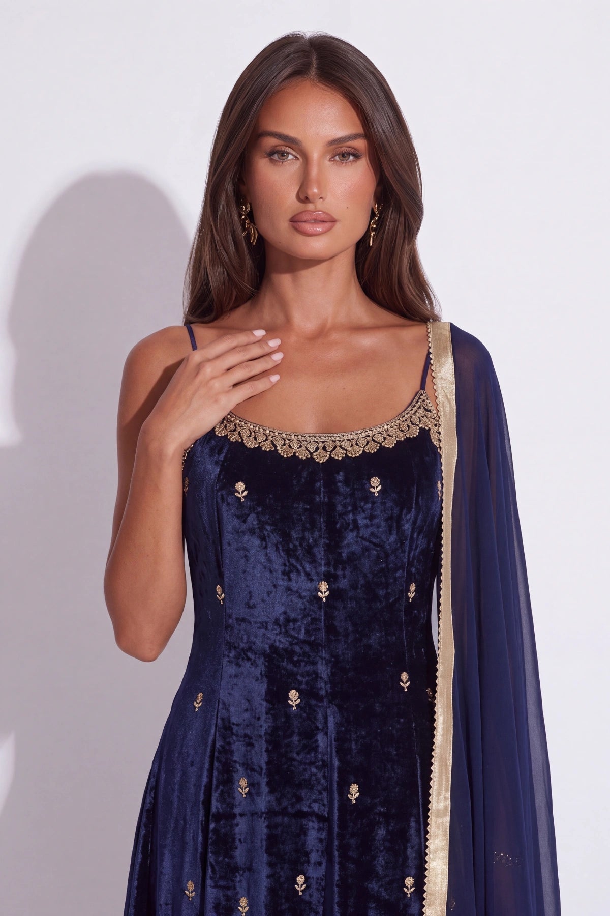 Indigo Anarkali Set - Dorie Atelier