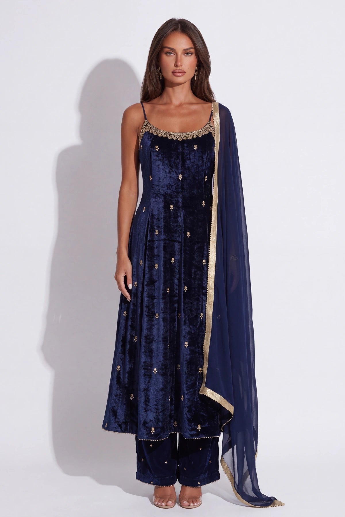 Indigo Anarkali Set - Dorie Atelier