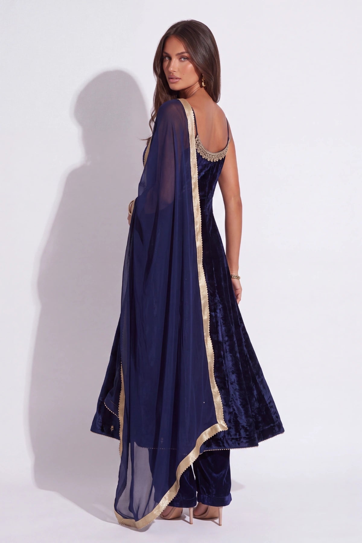 Indigo Anarkali Set - Dorie Atelier