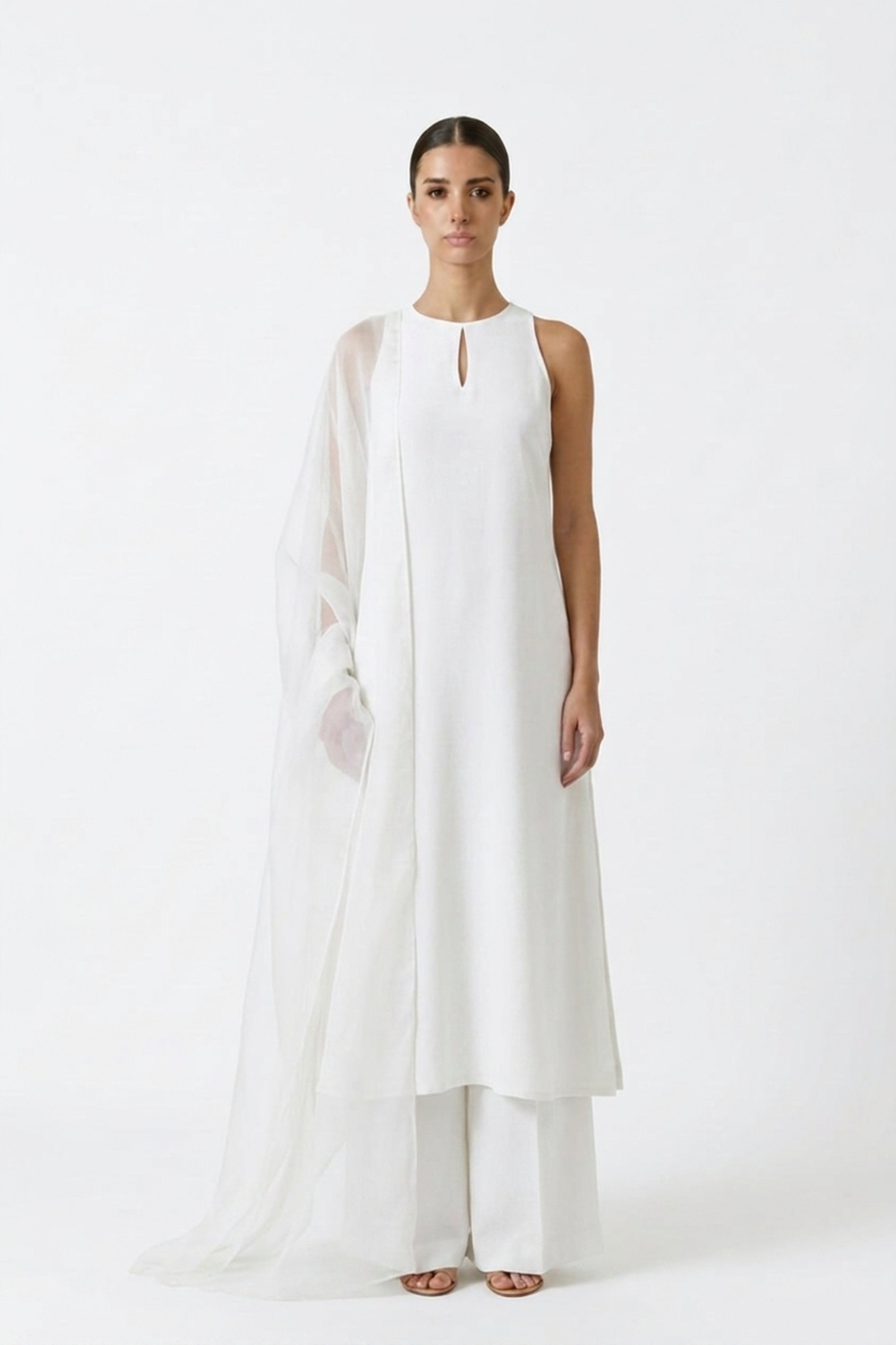 Ivory Kurta Palazzo Set - Dorie Atelier