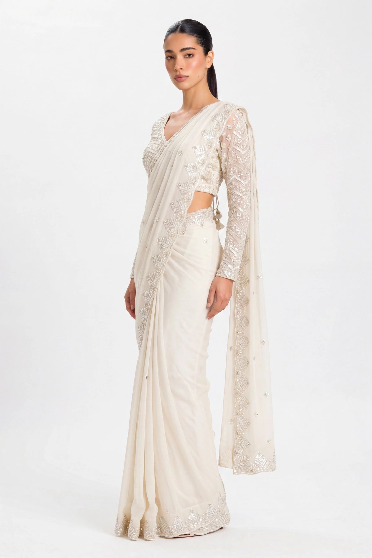 Ivory Sitara Saree - Dorie Atelier