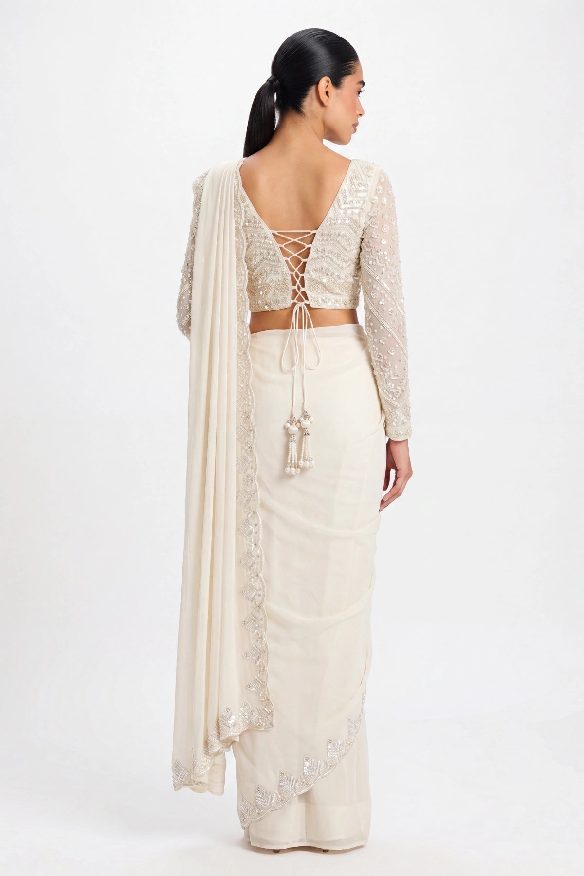 Ivory Sitara Saree - Dorie Atelier