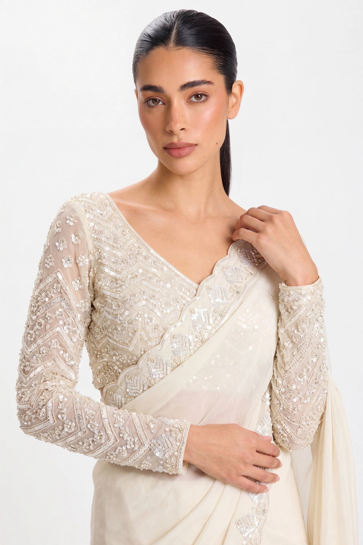 Ivory Sitara Saree - Dorie Atelier