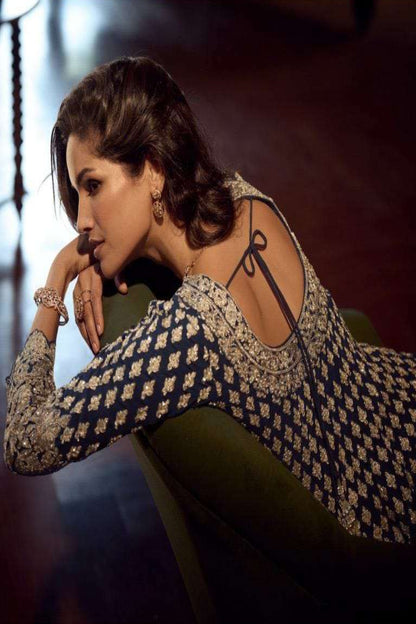 Zehra Midnight Embroidered Sharara Set