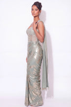 Lichen Pre-Draped Corset Saree - Dorie Atelier