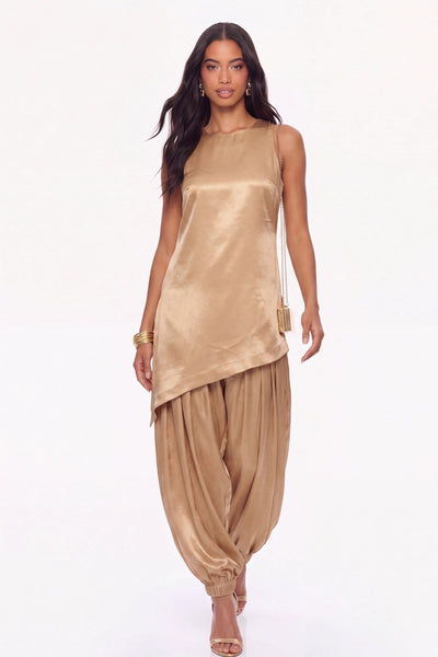 Liquid Gold Asymmetric Top and Balloon Salwar Set