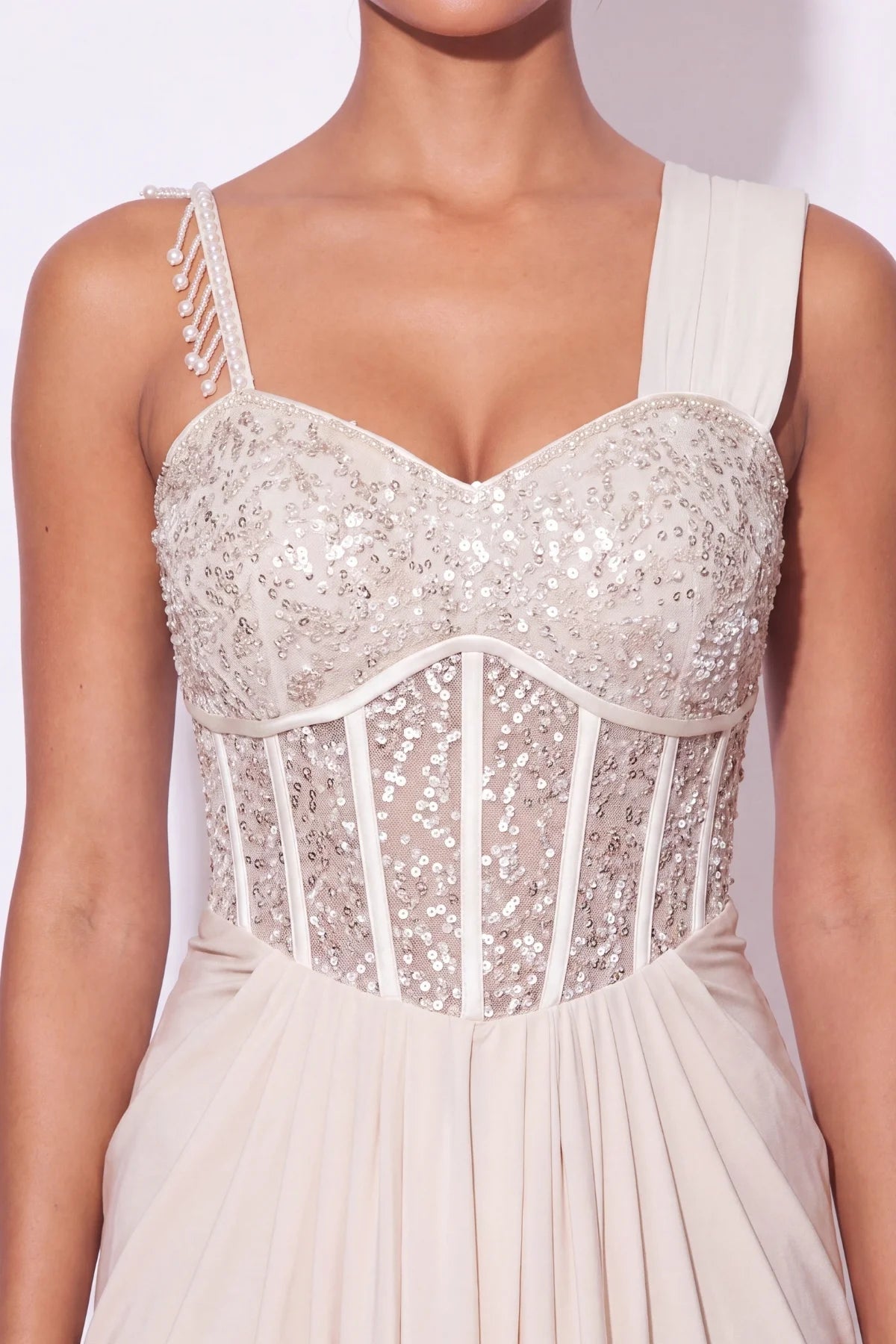 Marbre Draped Corset Gown - Dorie Atelier