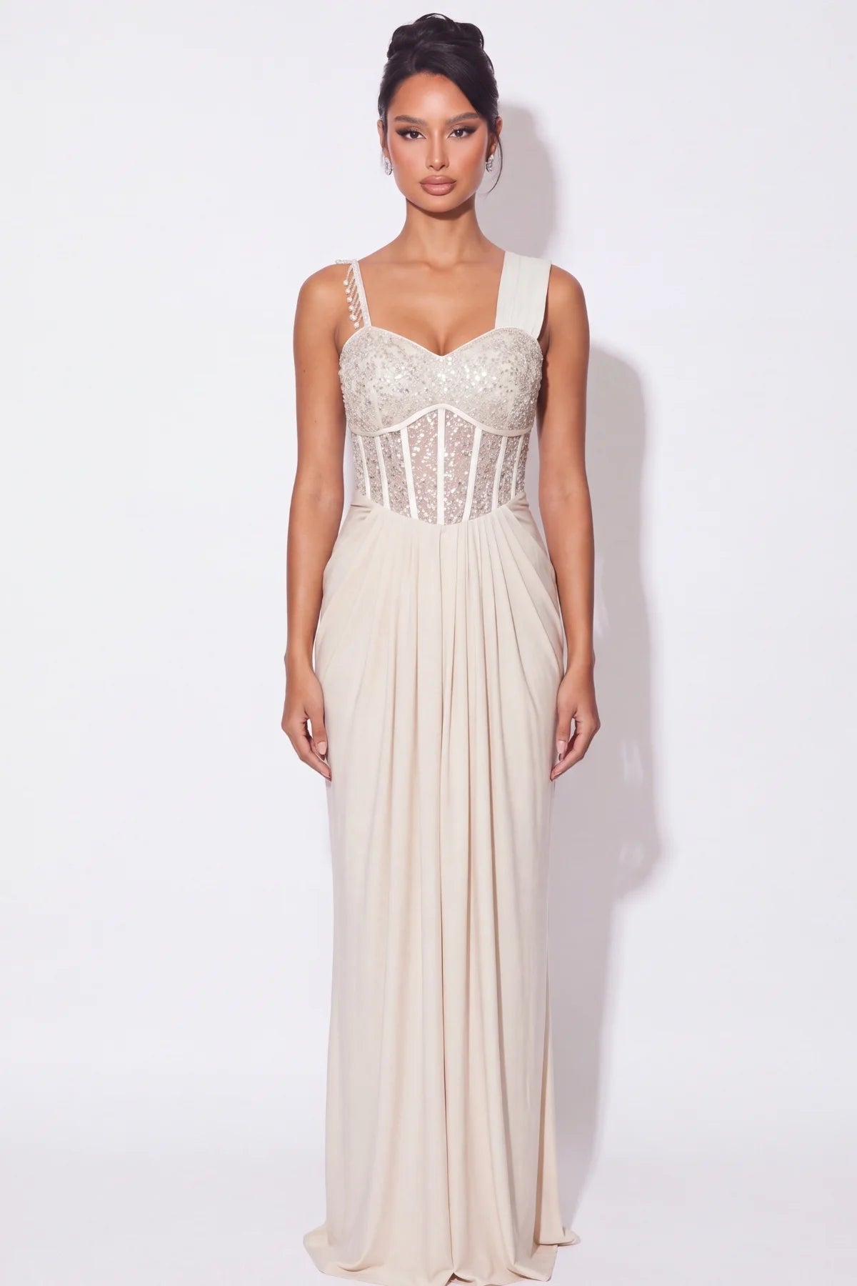 Marbre Draped Corset Gown - Dorie Atelier