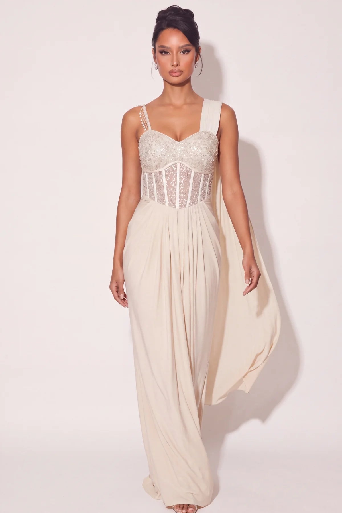 Marbre Draped Corset Gown - Dorie Atelier
