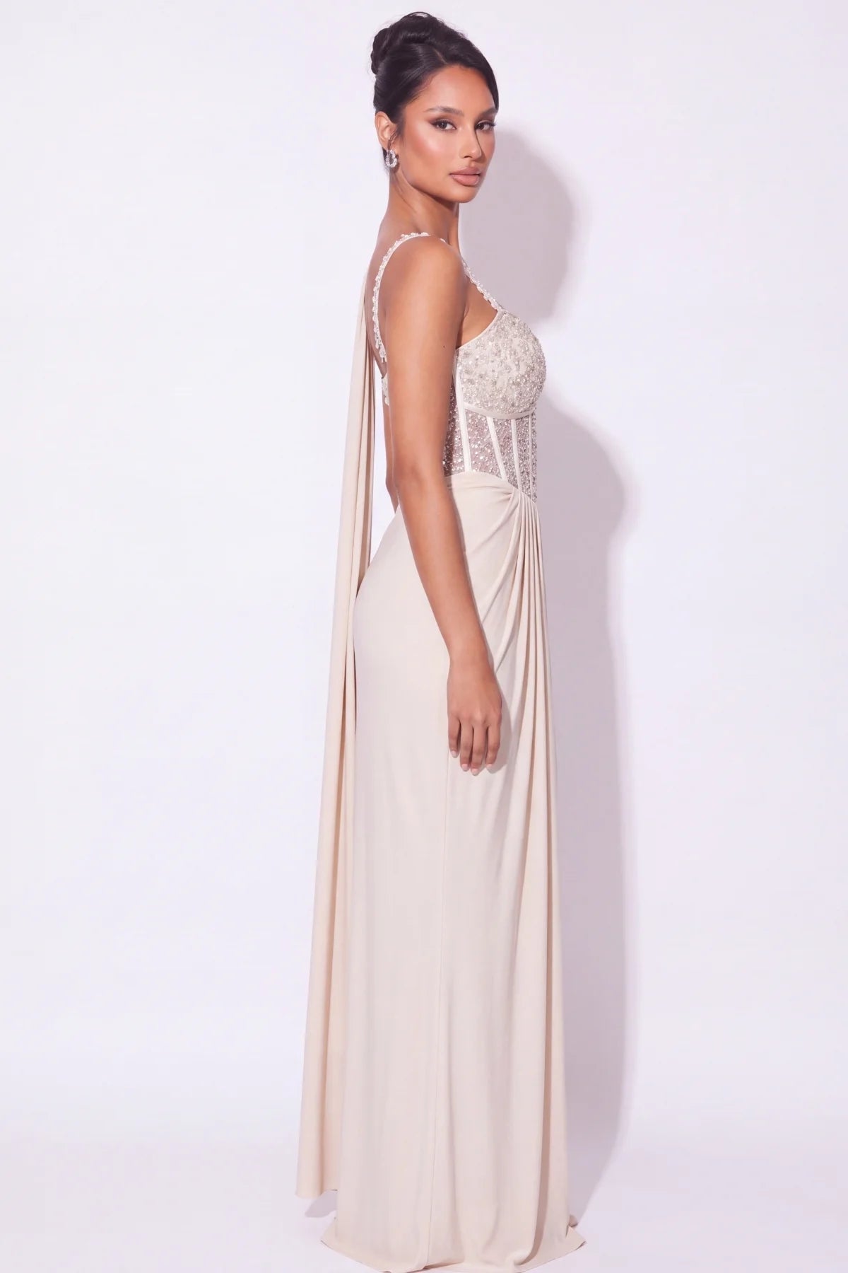Marbre Draped Corset Gown - Dorie Atelier