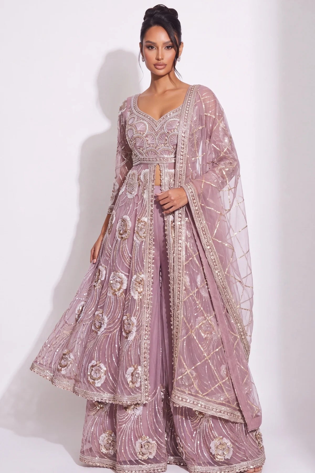 Mauve Panache Sharara Set - Dorie Atelier