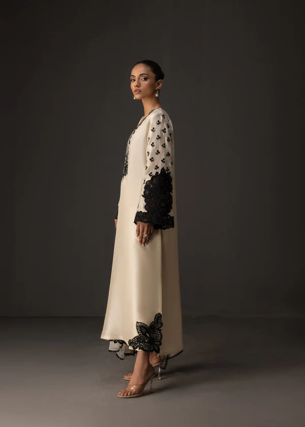 White and Black Embroidered Suit - Dorie