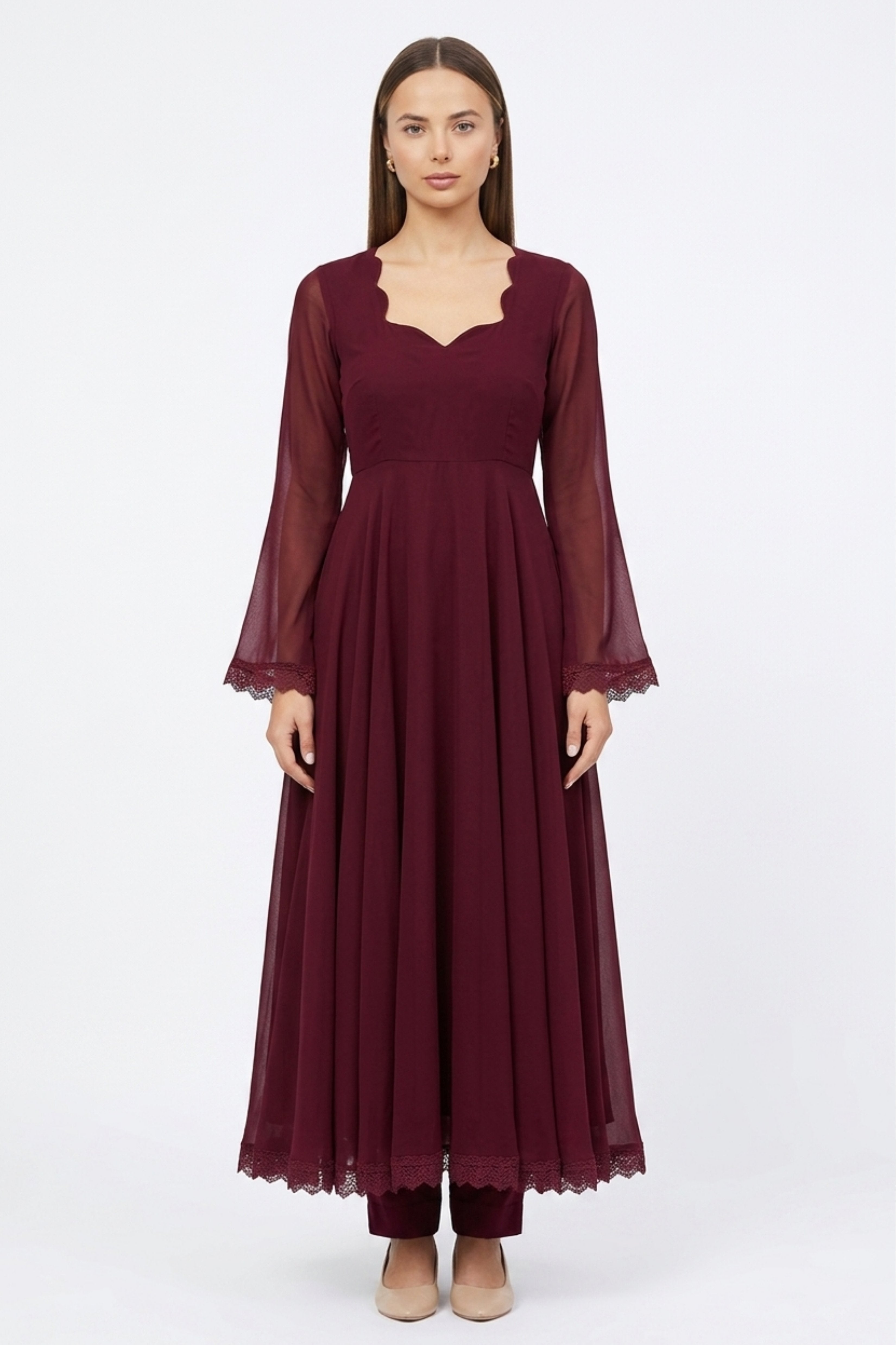 Merlot Anarkali Set - Dorie Atelier