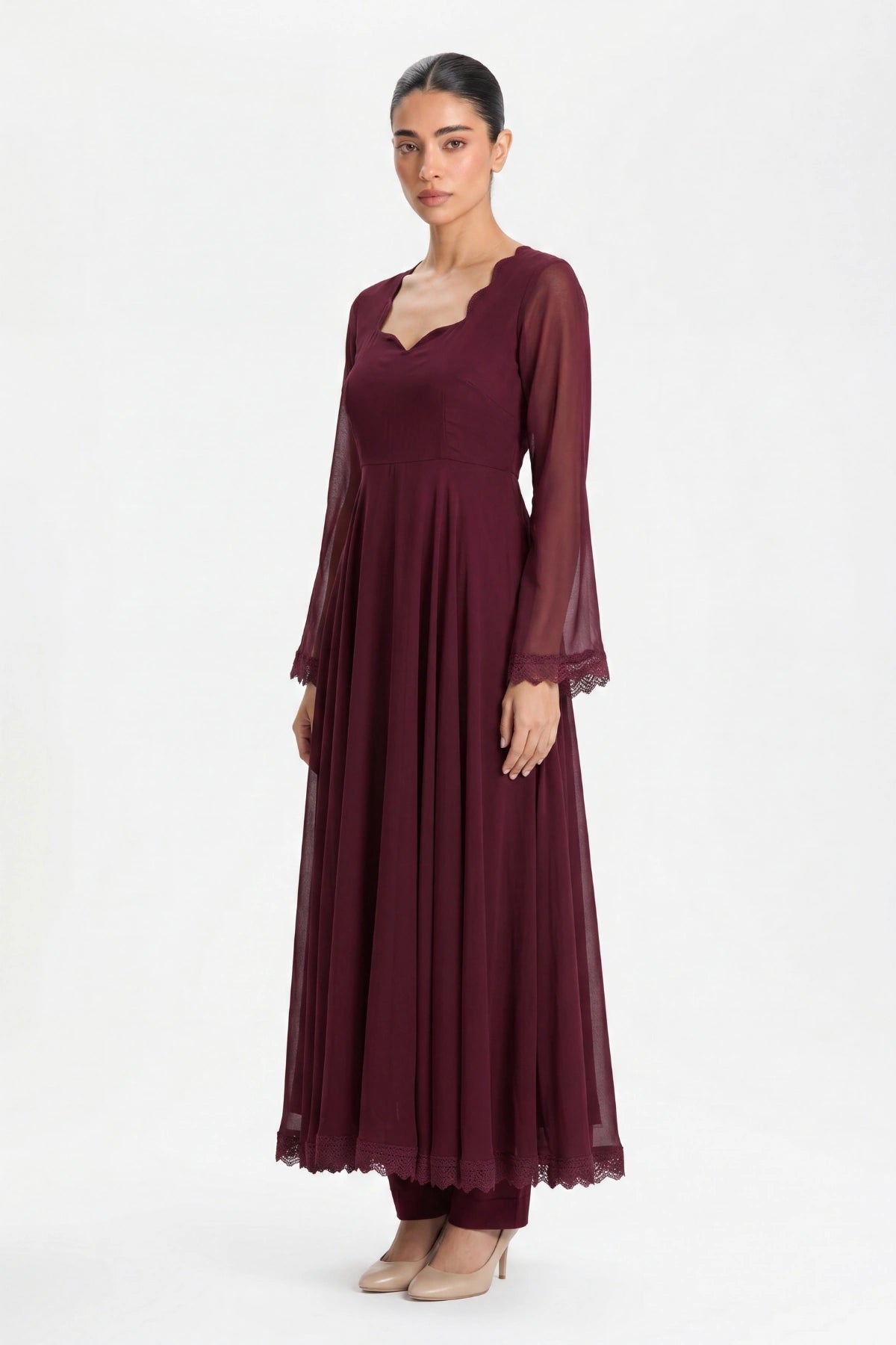 Merlot Anarkali Set - Dorie Atelier
