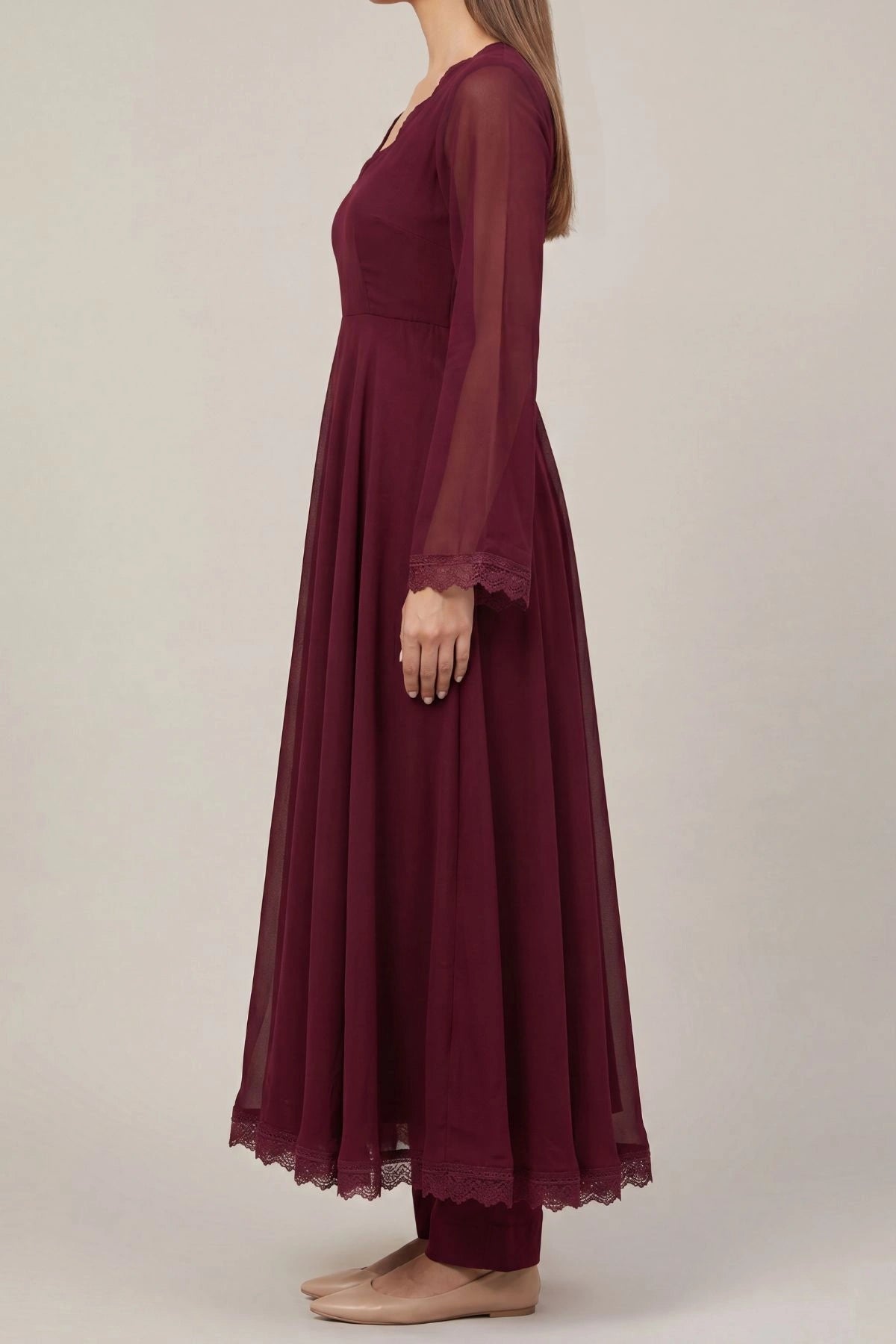 Merlot Anarkali Set - Dorie Atelier