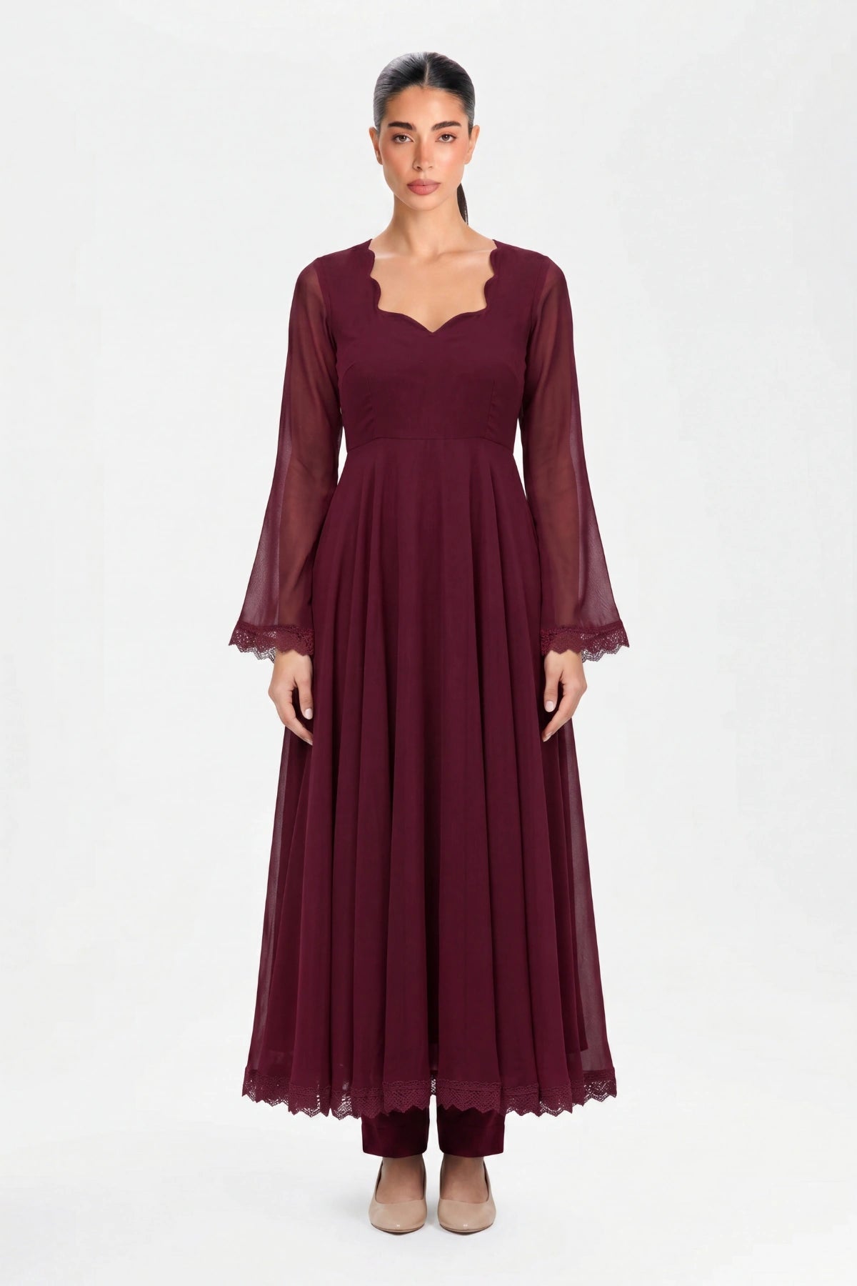 Merlot Anarkali Set - Dorie Atelier