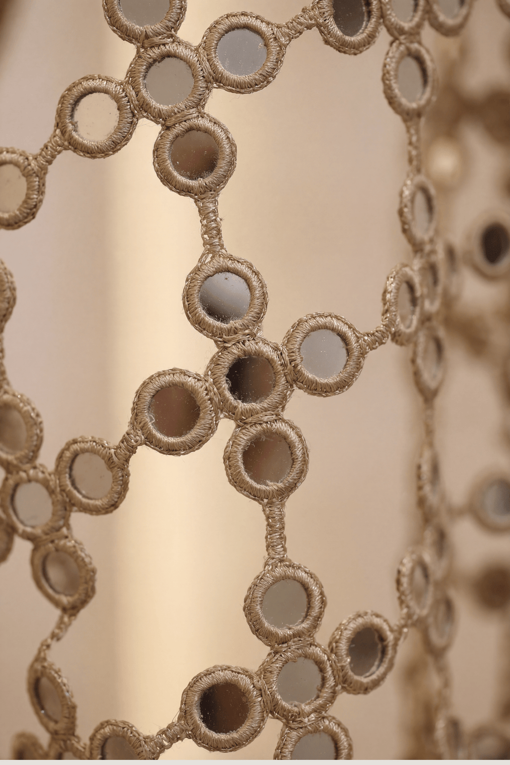 Close-up of faux mirror discs on the Mirror Veil Dupatta - Dorie Atelier