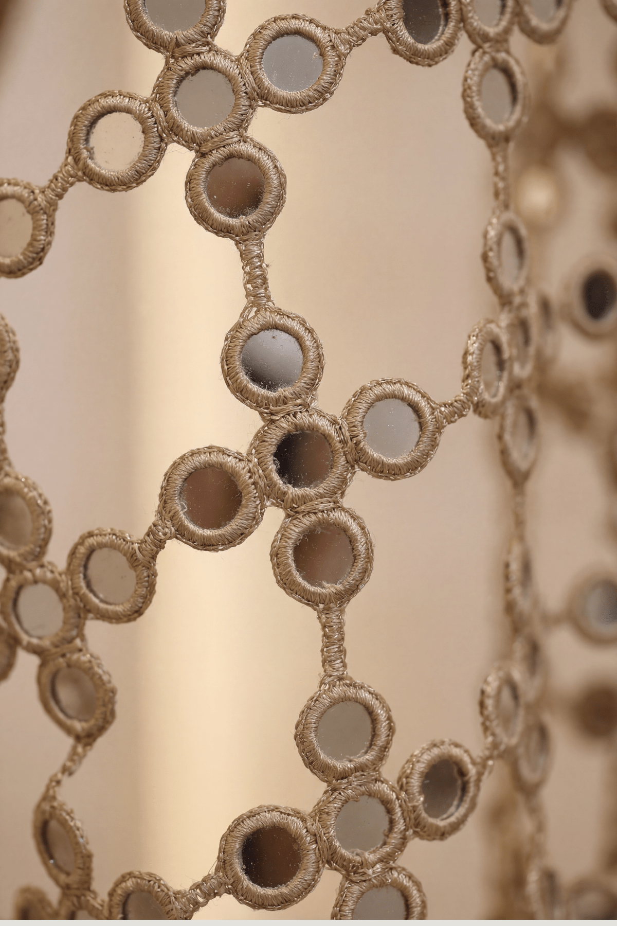 Close-up of faux mirror discs on the Mirror Veil Dupatta - Dorie Atelier
