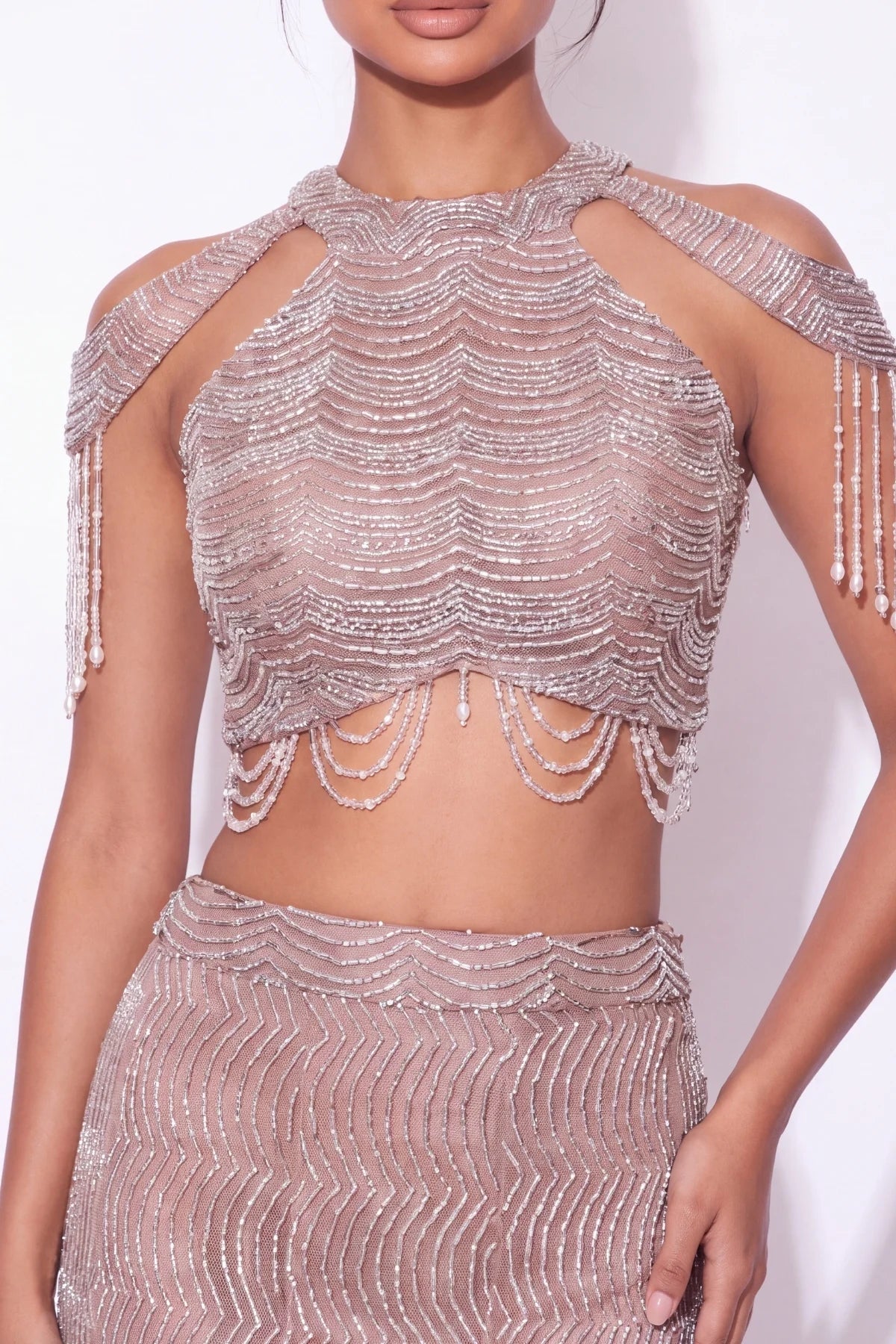 Moiré Fishtail Lehenga Set - Dorie Atelier