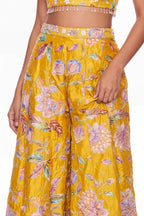 Mustard Fleuri Palazzo Set - Dorie Atelier