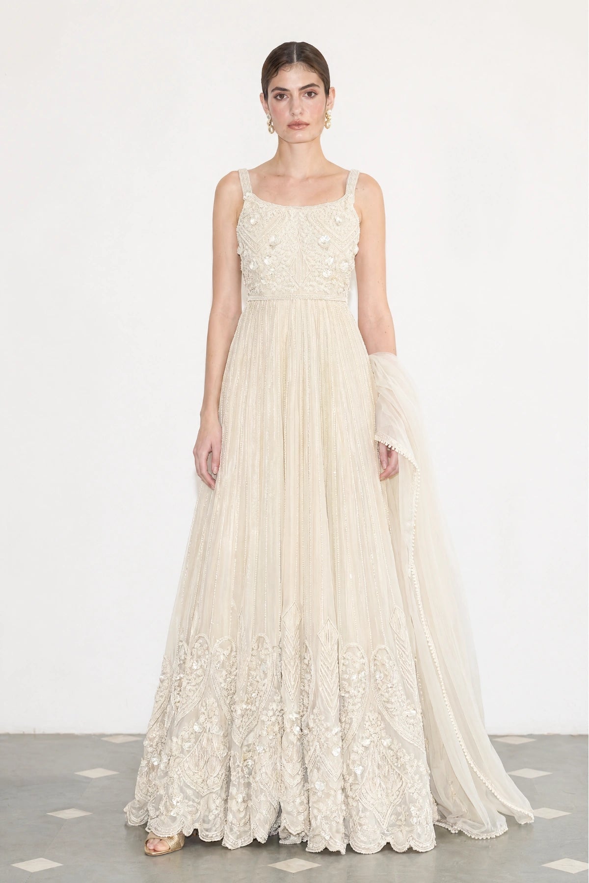 Nacre Anarkali Gown - Dorie Atelier