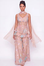 Nude Volant Co-ord Set - Dorie Atelier