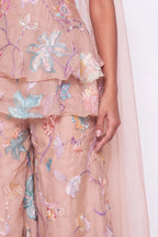 Nude Volant Co-ord Set - Dorie Atelier