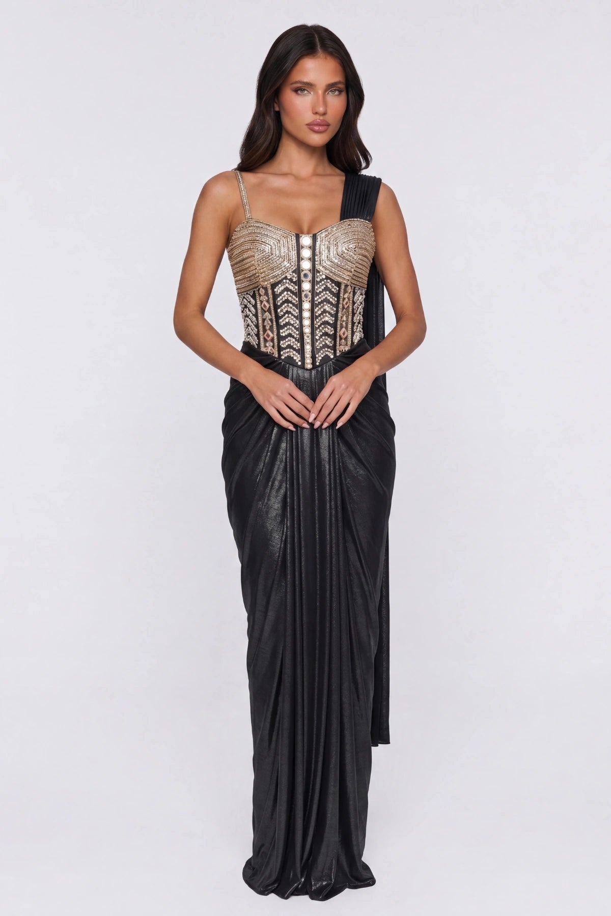 Onyx Saree Gown - Dorie Atelier