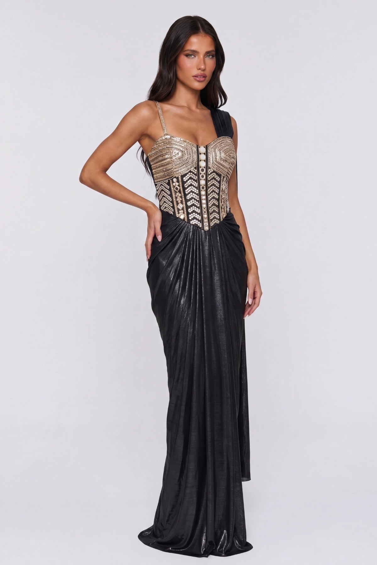 Onyx Saree Gown - Dorie Atelier
